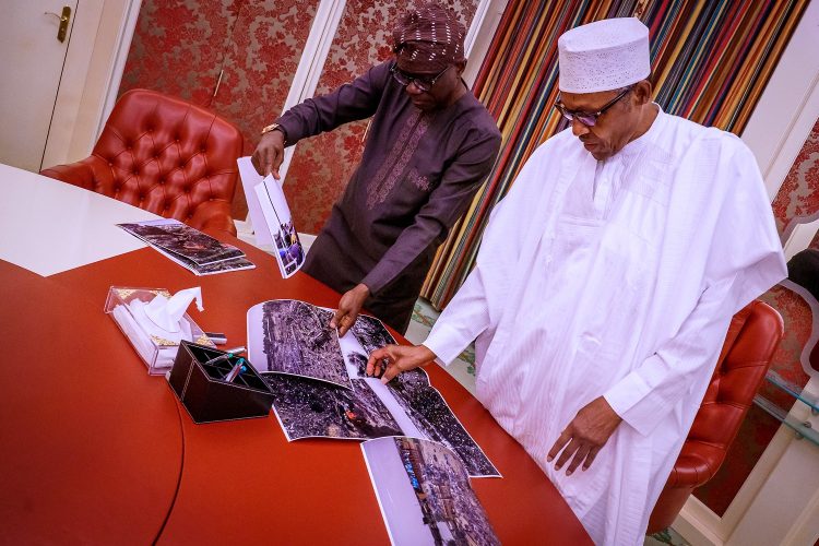 Babajide Sanwolu Meets With President Muhammadu Buhari Over The Abule Ado Explosion in Lagos.