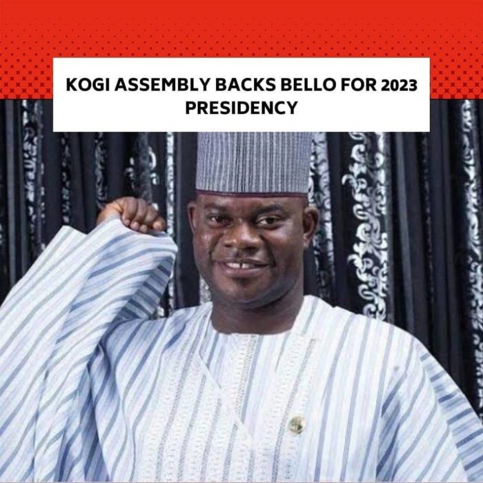 Kogi Assembly backs Governor Yahaya Bello for 2023 Presidential election.