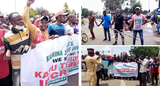 KASU Students Block Main Road Over Increase In Tuition Fees