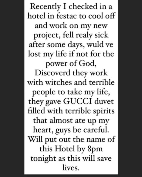 Solid Star Says Hotel Gave Him Duvet Filled With Evil Spirits