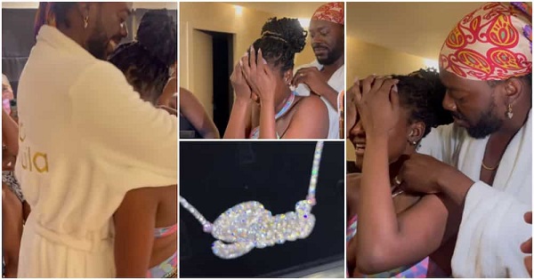 Singer Adekunle Gold Gifts His Wife, Simi A Diamond Necklace On Her 35th Birthday