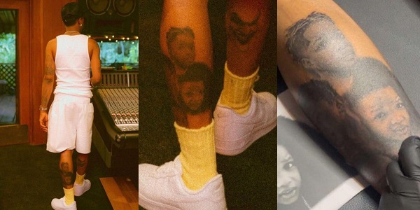 Wizkid Inks His Sons’ Faces on His Leg as a Tattoo