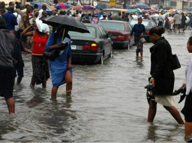 Heavy Downpour Leaves Lagos Commuters Stranded Due to Flooded Roads