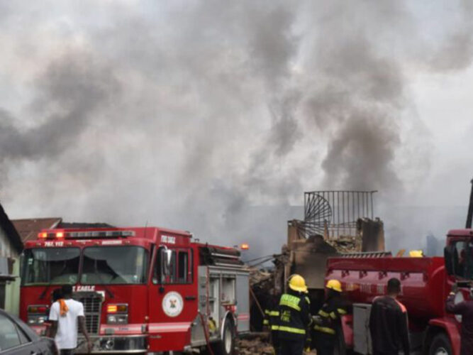 Fire Engulfs Seven-Storey Building in Lagos