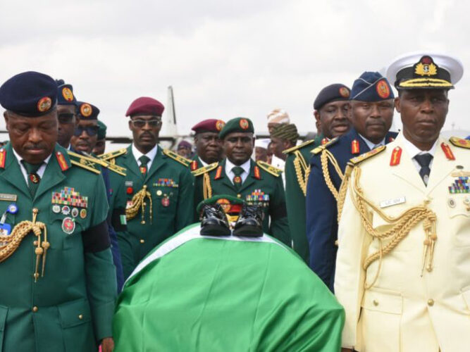 Body of Late COAS Lagbaja Arrives in Abuja for Burial