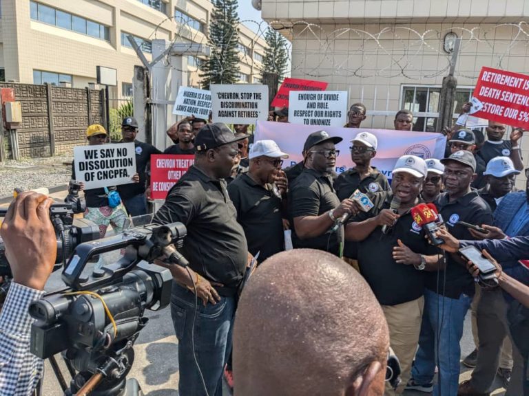 Chevron Pensioners Stage Protest Over Unresolved Issues in Lagos